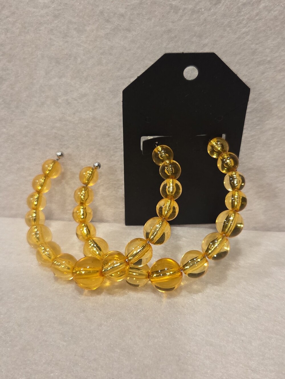 Yellow Beaded Hoop Earrings - Brand